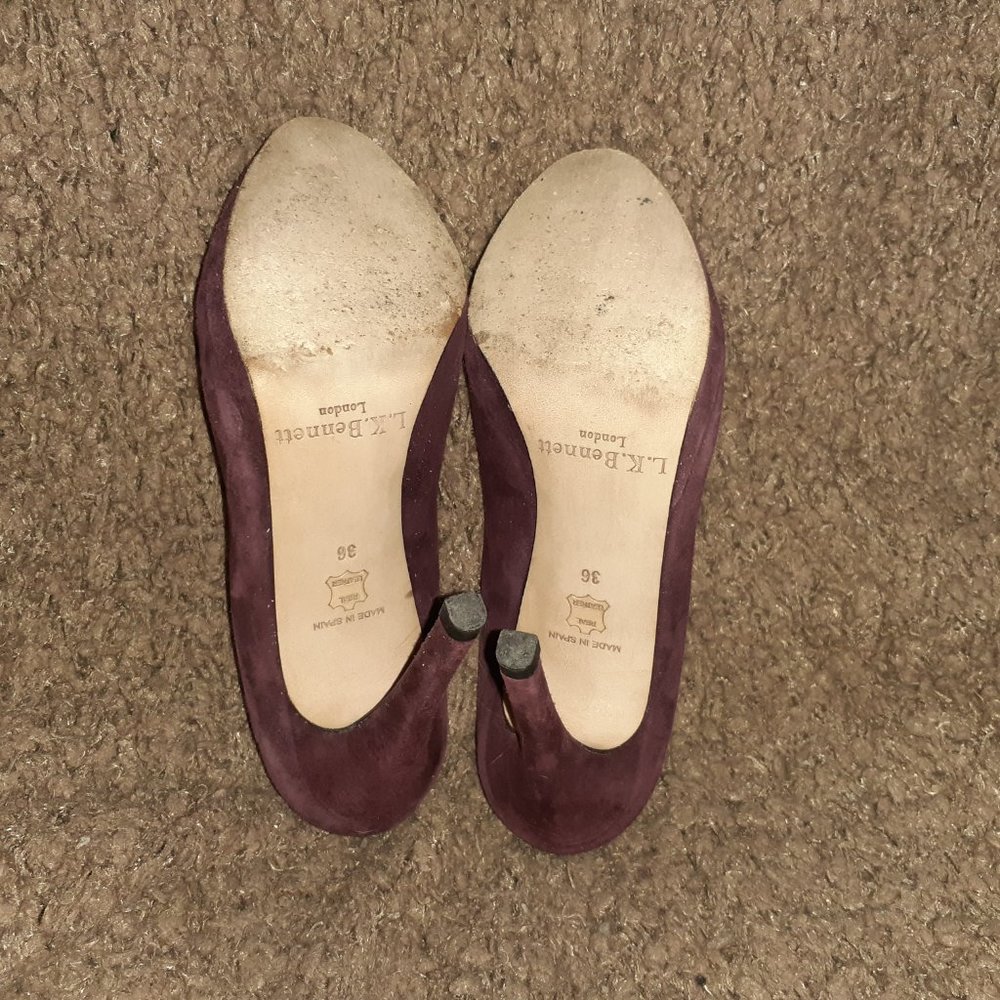 L.K. BENNETT LONDON-Sledge-Oxblood Suede Pump-ASO Kate Middleton-Sz 36-Excellent - Picture 7 of 7